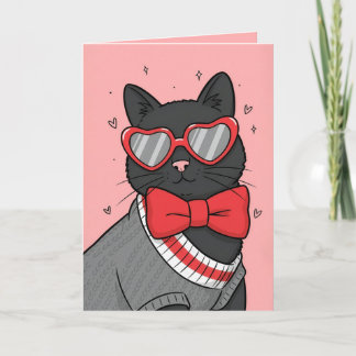 Glad Alla Hjärtans Dag Söt Katt i Tröja Helgkort