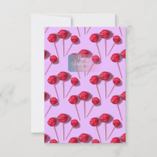 Glad Alla hjärtans dag Söt Lollipop Mönster Rosa C Tack Kort