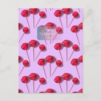 Glad Alla hjärtans dag Söt Lollipop Mönster Rosa C Vykort