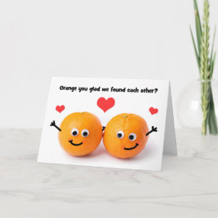 Glad Alla Hjärtans Dag Söt Orange Par Humor Helgkort