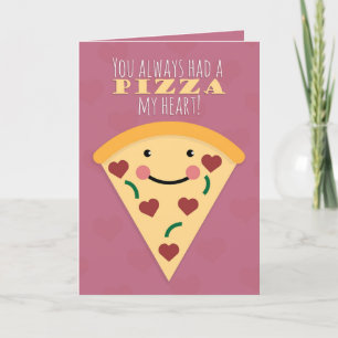 Glad Alla hjärtans dag Söt pizzabit humor Helgkort