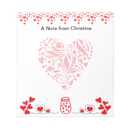 Glad Alla hjärtans dag Söt Red Hearts Söt Anteckningsblock