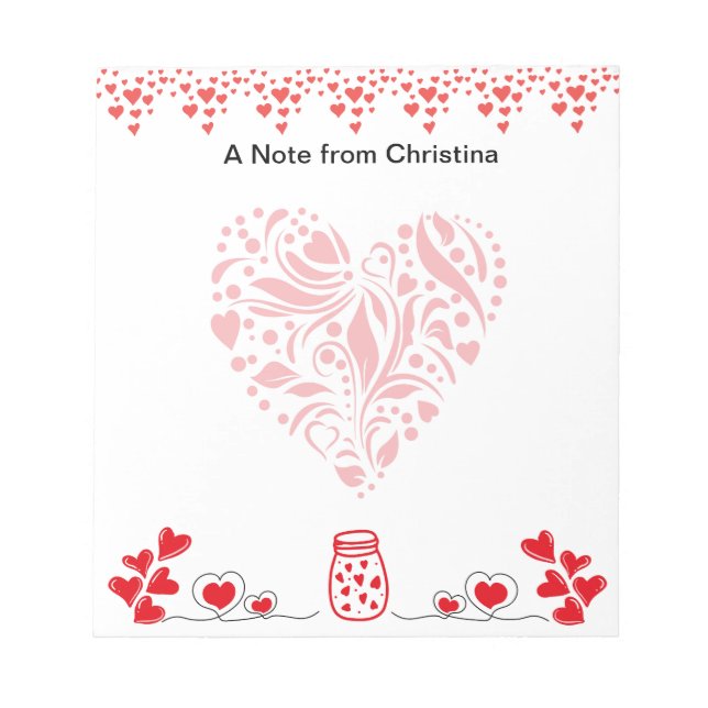 Glad Alla hjärtans dag Söt Red Hearts Söt Anteckningsblock (Framsida)