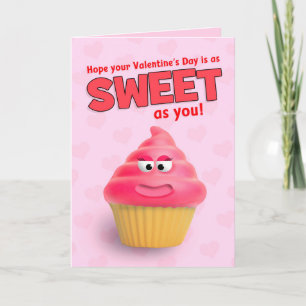 Glad Alla hjärtans dag Söt rosa cupcakes humor Helgkort