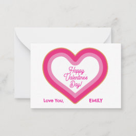 Glad Alla Hjärtans Dag Söt Rosa Stort Hjärtat Tjej Anteckningskort