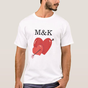 Glad Alla hjärtans dag söta kärlek hjärtan monogra T Shirt