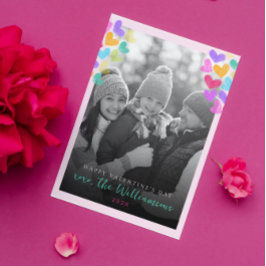 Glad Alla Hjärtans Dag Söta Pastellfärgade Hjärtan Julkort