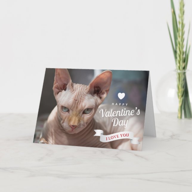 Glad Alla Hjärtans Dag | Sphynx Hårfri Katt Kort (Framsida)
