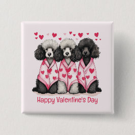 Glad Alla Hjärtans Dag Standard Poodle Hundar Knapp