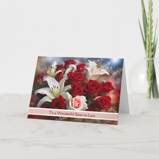 Glad Alla hjärtans dag svägerska med blommor Kort (Framsida)