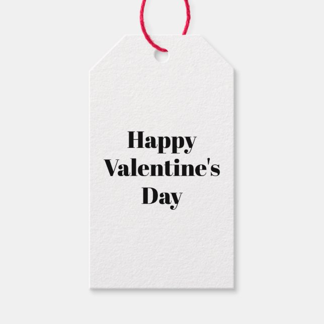 Glad Alla hjärtans dag svartvit minimalist Presentetikett (Framsidan)