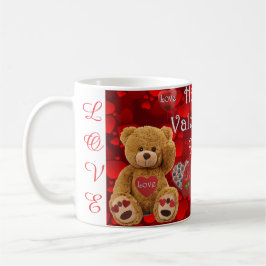 Glad Alla Hjärtans Dag Teddybjörn Hjärtan Söt Kaffemugg