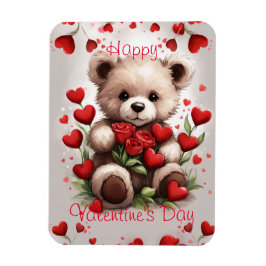 Glad Alla hjärtans dag Teddybjörn Kärlek Hjärtan Magnet