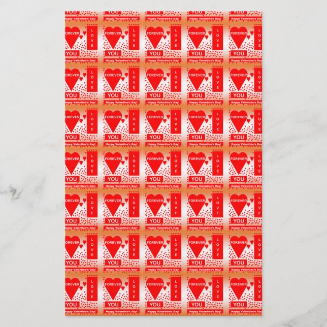 Glad Alla hjärtans dag Text Forever love Hearts Re Brevpapper (Framsida)