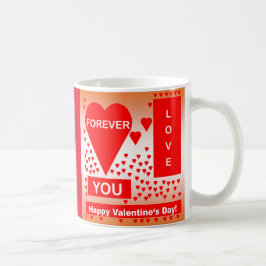 Glad Alla hjärtans dag Text Forever love Hearts Re Kaffemugg