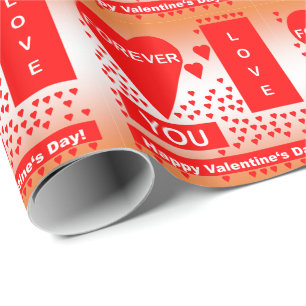 Glad Alla hjärtans dag Text Forever love Hearts Re Presentpapper