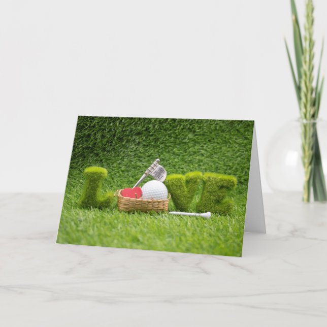 Glad Alla Hjärtans Dag till golfare med kärlekens  Kort (Framsida)