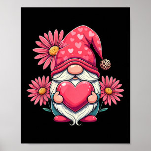 Glad Alla Hjärtans Dag Tomte Med Leopard Solros Poster