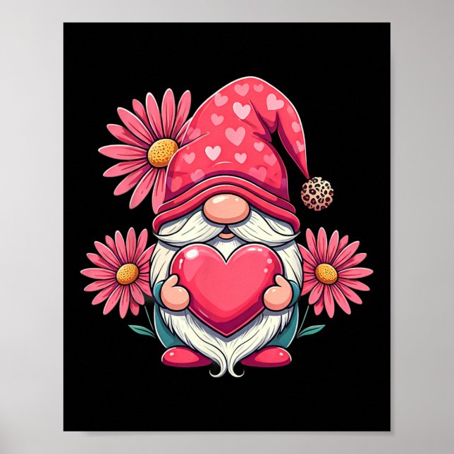 Glad Alla Hjärtans Dag Tomte Med Leopard Solros Poster (Framsidan)