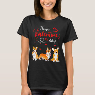 Glad Alla hjärtans dag Tre Cute Corgi Hundar Älska T Shirt