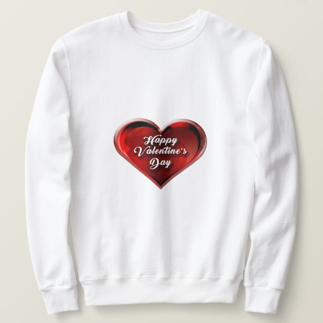Glad Alla hjärtans dag-tröja  Lång Ärmad Tröja (Design framsida)