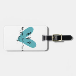 Glad Alla hjärtans dag turkos hjärta namn bokstav  Bagagebricka