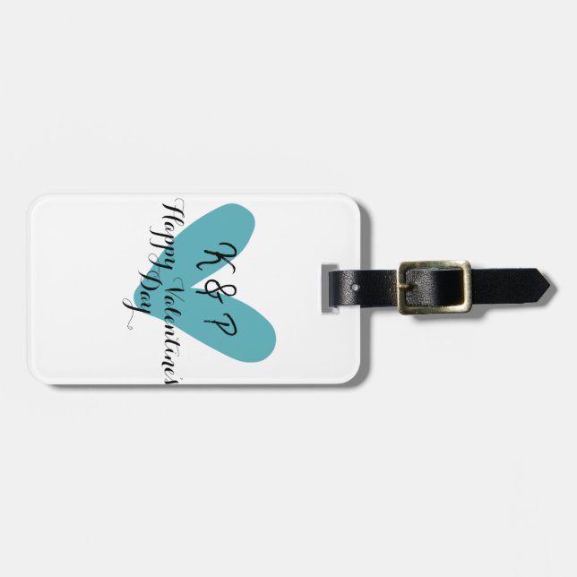 Glad Alla hjärtans dag turkos hjärta namn bokstav  Bagagebricka (Horisontell Framsida)