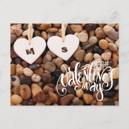 Glad Alla hjärtans dag. Två hjärtan på Beach Helg Vykort