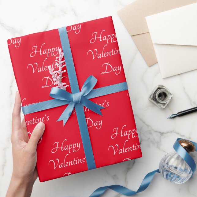 Glad Alla hjärtans dag Typography Red Presentpapper (Gifting)