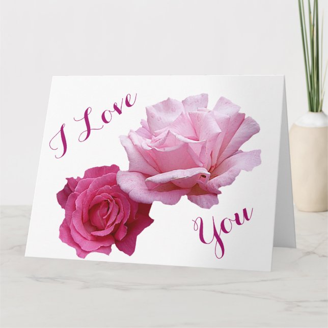 Glad Alla hjärtans dag vackra rosa rosor romantisk Kort (Framsida)