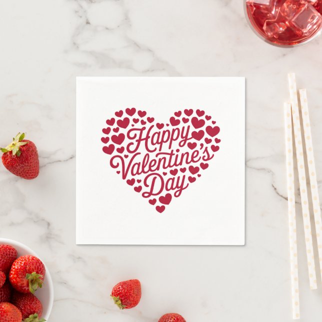 Glad Alla Hjärtans Dag Valentin Kärlek Hjärta Pappersservett (Insitu)