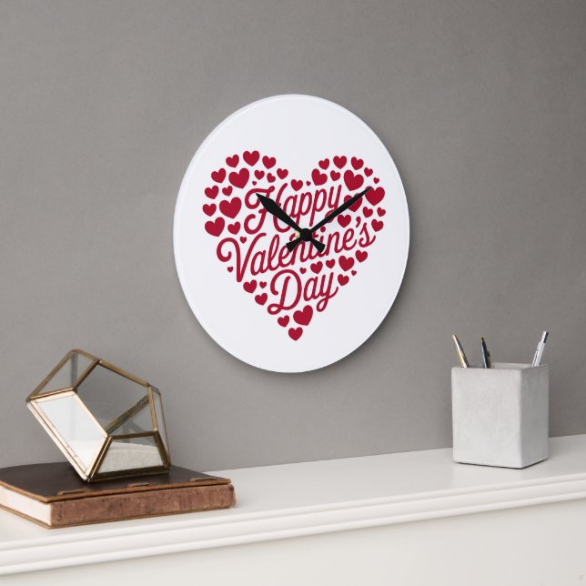 Glad Alla Hjärtans Dag Valentin Kärlek Hjärta Stor Klocka (Kontor)