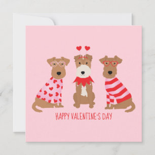 Glad Alla hjärtans dag Wales Wire Fox Terrier Hund Inbjudningar
