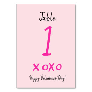 Glad Alla hjärtans dag xoxo rosa Bordsnummer