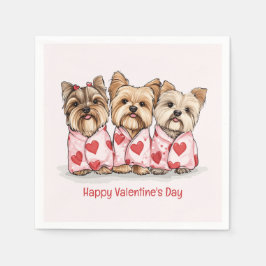 Glad Alla Hjärtans Dag Yorkshire Terrier Hundar Pappersservett