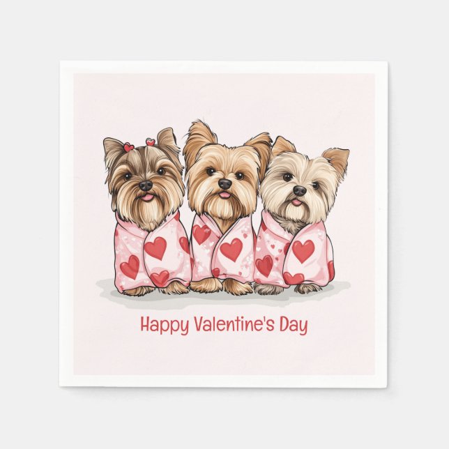 Glad Alla Hjärtans Dag Yorkshire Terrier Hundar Pappersservett (Framsidan)