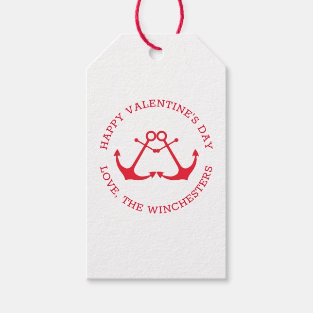 Glad Alla hjärtans dagars nautiska ankaranpassning Presentetikett (Framsidan)