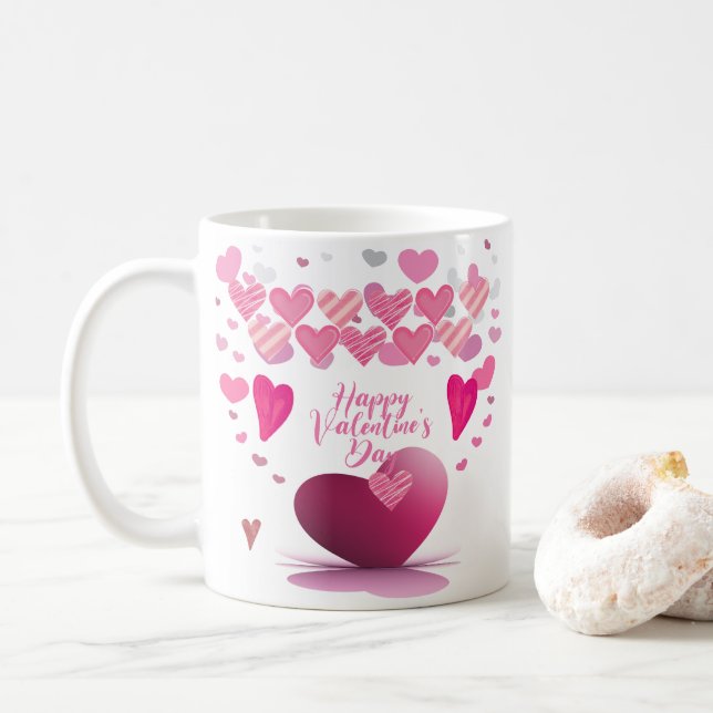 Glad Alla Hjärtans Dags-mugg med hjärtmönster Kaffemugg (Med munk)
