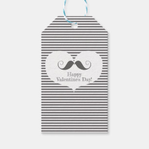 Glad Alla hjärtans dags Roligt Mustache & Grått Ra Presentetikett