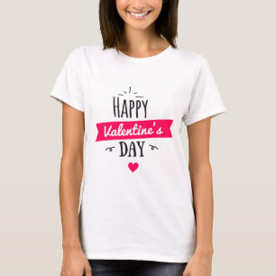 Glad Alla hjärtans dagstext med rosa hjärta T Shirt