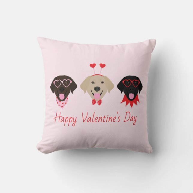 Glad Alla Hjärtans Labradors Hundar Kudde (Framsida)