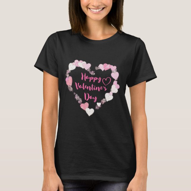 Glad Alla hjärtans Rosa Hjärter T-shirt (Framsida)