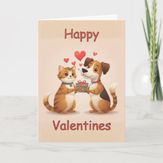 Glad Alla Hjärtansdags katt & hund-design Kort