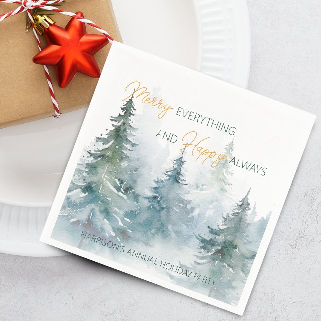 Glad Allting Lycklig Alltid Vinterträd Pappersservett (Merry Everything Happy Always Winter Trees Napkins)