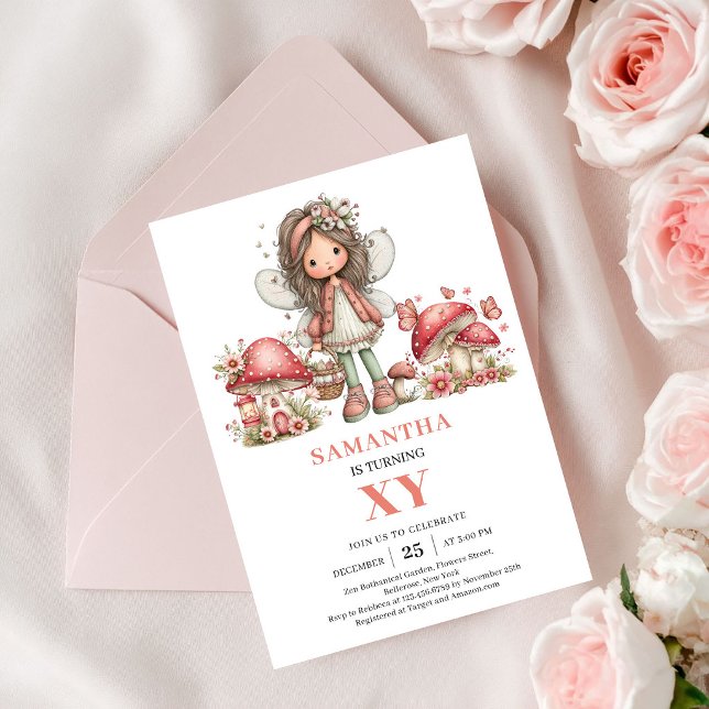 Glad Alva 6-årsdag Pastell Blommig Inbjudan (Joyful Fairy 6th Birthday Pastel Floral Invitation)
