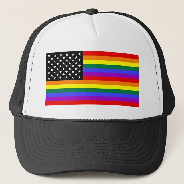 Glad Amerika prideflagga Truckerkeps (Framsida)