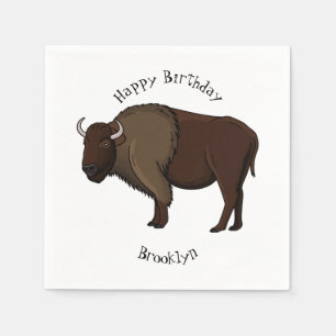Glad amerikansk bison buffel illustration pappersservett