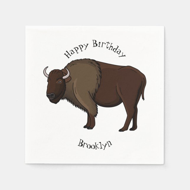 Glad amerikansk bison buffel illustration  pappersservett (Framsidan)