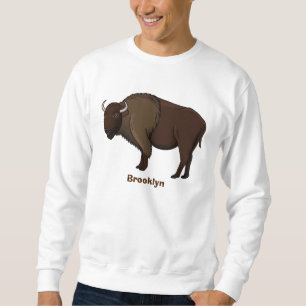 Glad amerikansk bisonbuffel illustration lång ärmad tröja