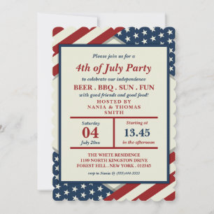 Glad amerikansk självständighetsdag inbjudningar